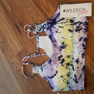 Wildfox Sweat Women's Yellow Blue Purple Tie Dye Workout Sports Bra M Size NWT
